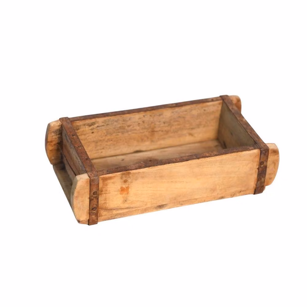 Minster Single Brick Mold Planter Tub in Brown Reclaimed Wood W: 31 cm, H: 9 cm, L: 14 cm – 2