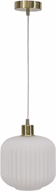 First Choice Lighting Bento White Ribbed Glass Pendant Light with Satin Brass Fitting – 1
