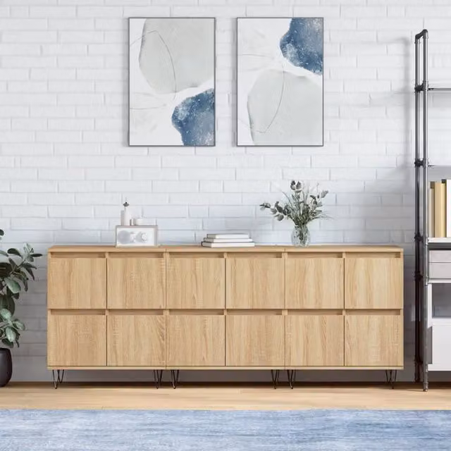 Berkfield Home 3-Piece Sonoma Oak Sideboard Set in Brown Engineered Wood