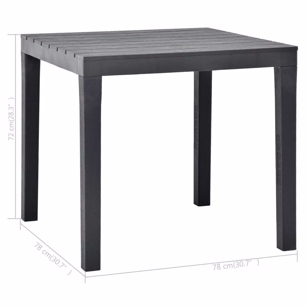 Berkfield Home Anthracite Garden Table in Black, W/D/H: 78 x 78 x 72 cm – 4