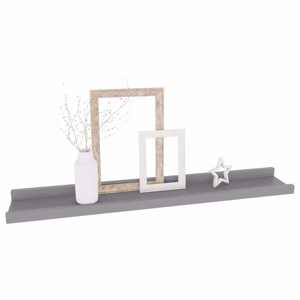 Berkfield Home Wall Mounted Shelves, 4 Piece Set, Grey, W: 60 cm, D: 9 cm, H: 3 cm – 3