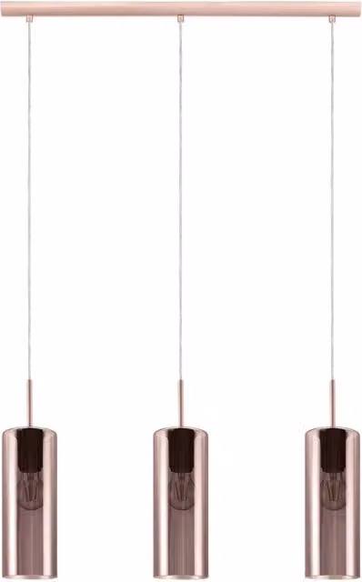 Loops Pendant Light in Satin Nickel and Copper with Copper Coloured Glass Shade, E27, 3x15W
