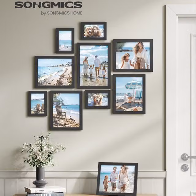 SONGMICS Set of 10 Modern Rectangular Wood Picture Frames in Black – 1