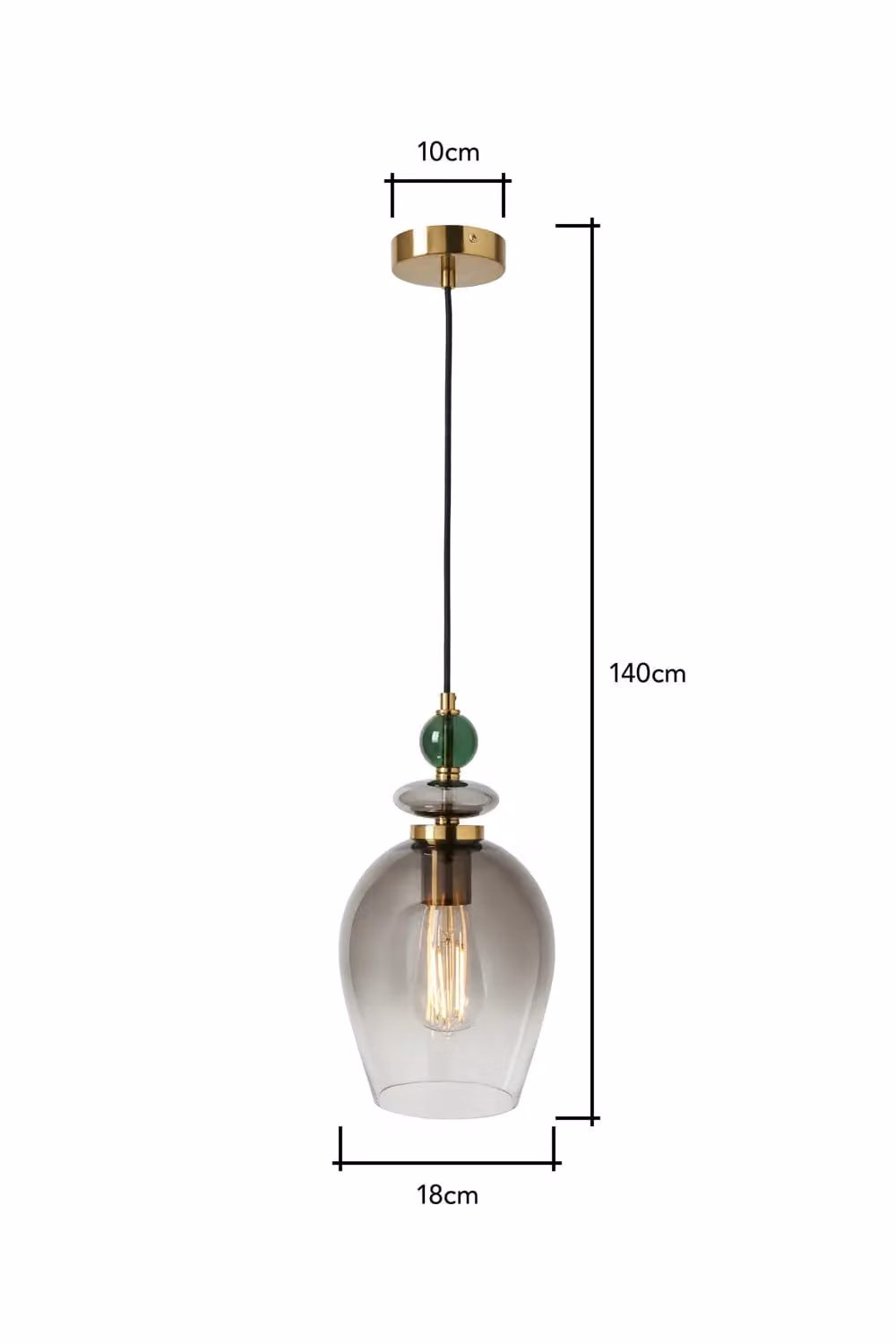 BHS Lighting Seline Green and Gold Glass Pendant Ceiling Light – 2
