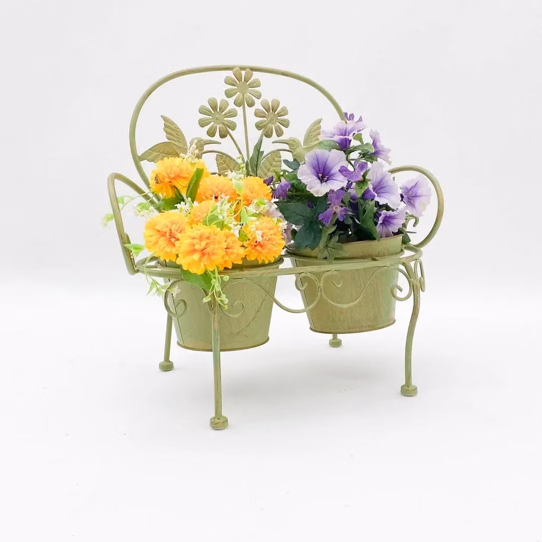 Minster Double Metal Garden Planter Tub in Green, W: 46 cm, D: 29 cm, H: 44 cm – 2
