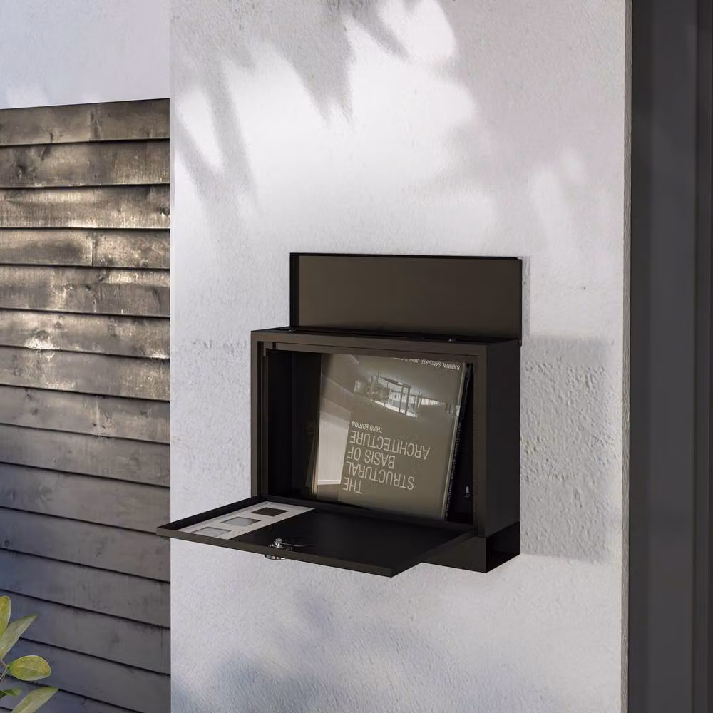 STILVORA Wall Mounted Metal Letterbox in Black, H 29.0 cm x W 36.5 cm x D 11.5 cm – 2