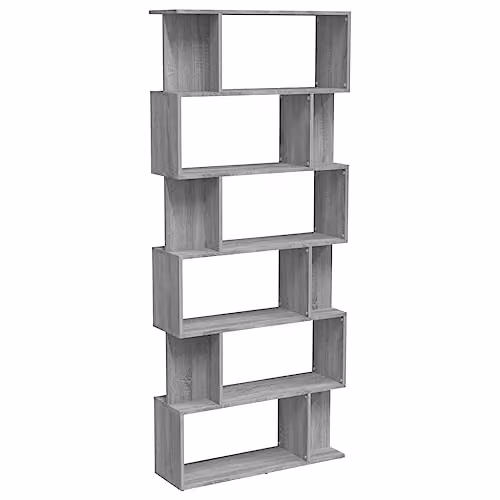 vidaXL Grey Sonoma Book Cabinet and Room Divider in Engineered Wood, W/D/H: 80 x 24 x 192 cm – 1