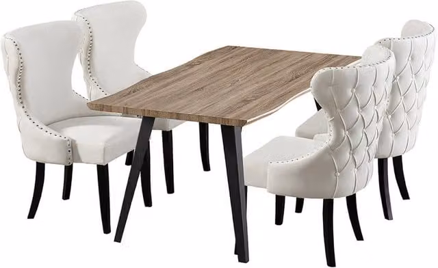 Mayfair Rocco Rectangular Wood Dining Set with 4 Chairs in Black and White