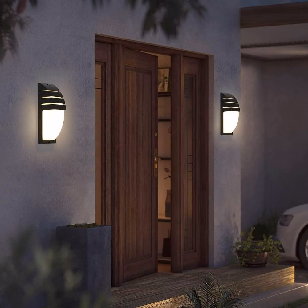 COMELY Set of 2 Modern Black LED Outdoor Wall Lights, IP65 Waterproof, 3000K Warm White – 3