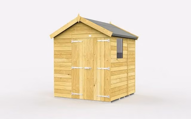 Buttercup Farm Brown Apex Wooden Garden Shed with Double Doors and Windows, W/D/H: 175 x 158 x 217 cm