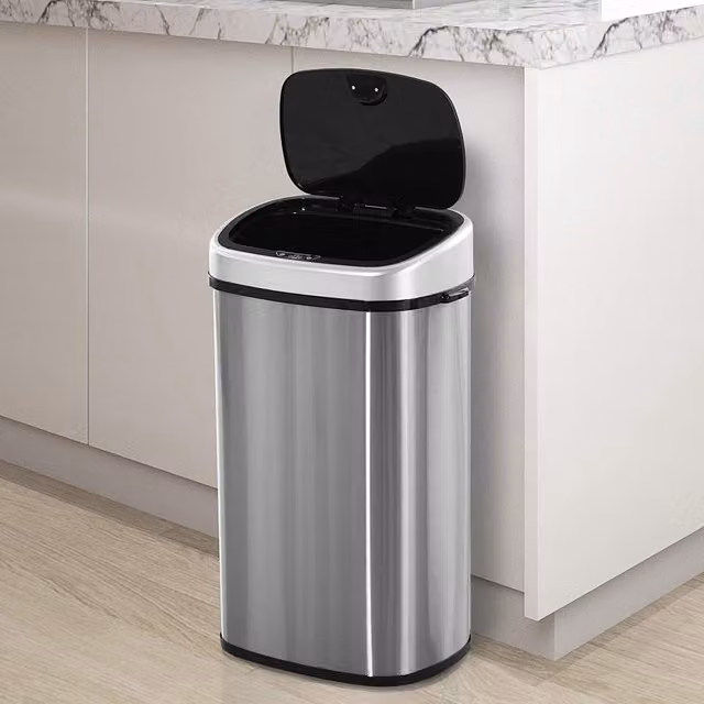 HOMCOM Sensor Waste Bin, Stainless Steel, Silver, 68.0 l – 7