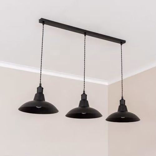 ValueLights Civic 3 Drop Diner Bar Pendant Light in Matte Black and Gold/Brass with Bulbs Included – 2