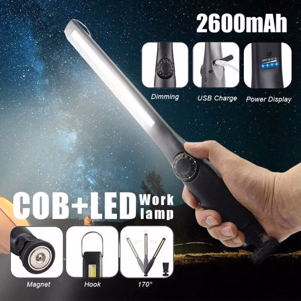 SPETLEK 2-Piece Portable Magnetic COB LED Work Light in Black – 3
