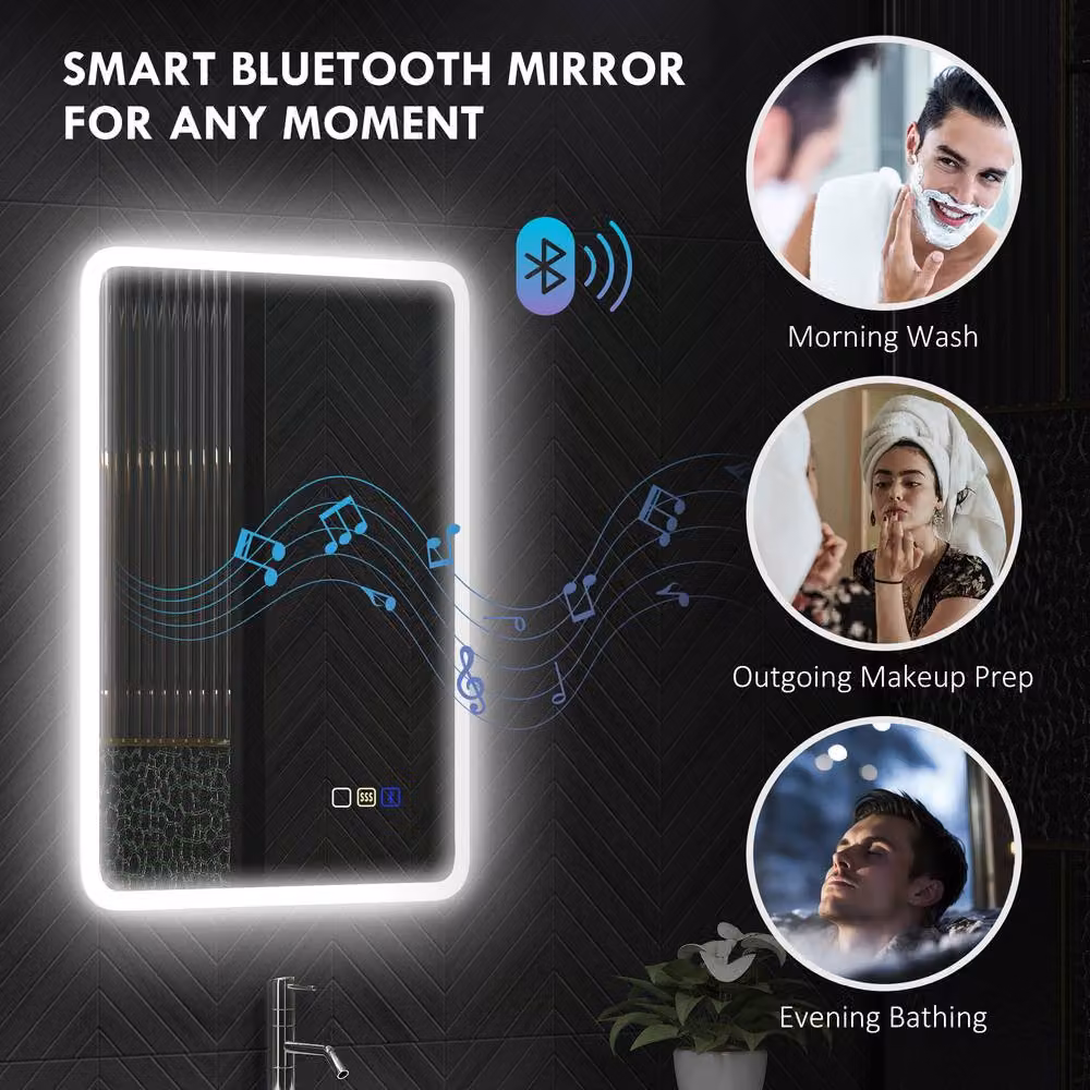 STILVORA LED Bluetooth Bathroom Mirror in Silver – 7