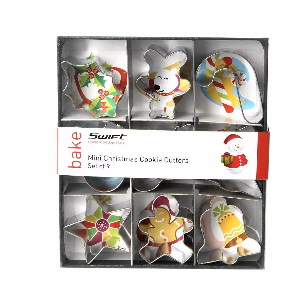 dexam Set of 9 Mini Christmas Cookie Cutters in Silver Metal – 2