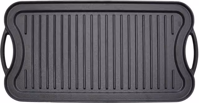 Toque Reversible Cast Iron Griddle Plate and Non-Stick Grill Skillet in Black