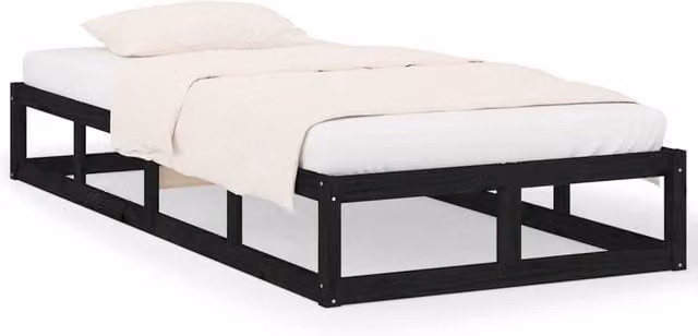 Berkfield Home Modern Solid Pine Wood Bed Frame, Black, W: 90 cm, D: 200 cm