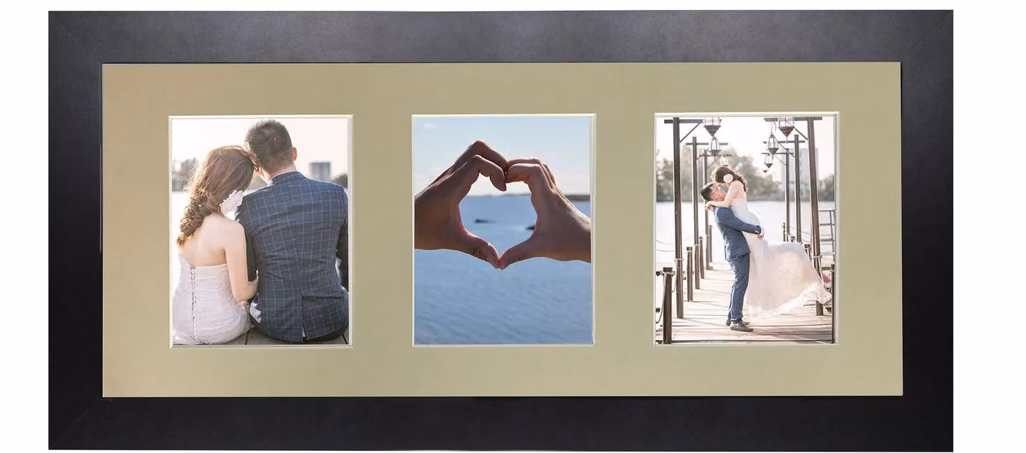 Frames & Mirrors 4U Metro Black Rectangular Picture Frame with Light Grey Mount for 7 x 5 Inch Images – 2