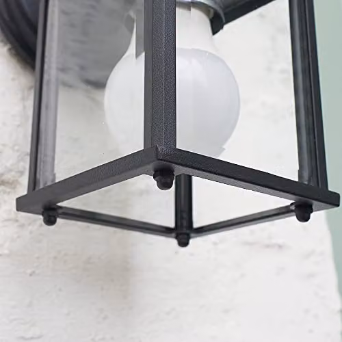 ValueLights MiniSun Modern Black Metal and Glass Outdoor Wall Lantern – 5