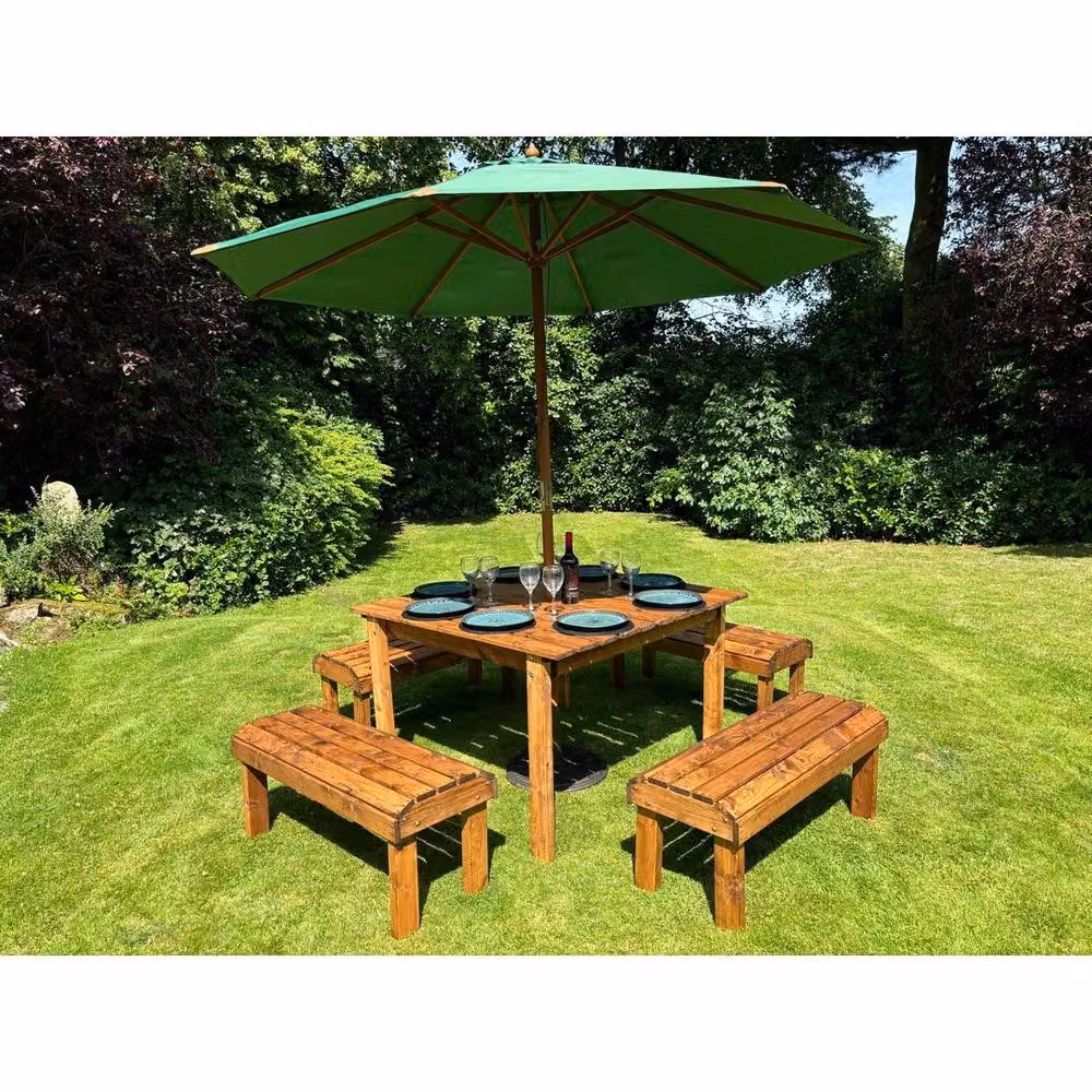 Charles Taylor Knights Eight Seater Garden Furniture Table Set in Brown Wood, W/D/H: 170 x 170 x 80 cm – 2