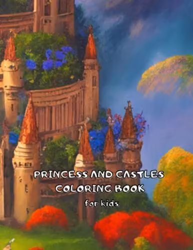 Majosta Princess and Castles Colouring Book for Kids, Multicolour, W: 27.94 cm, H: 21.59 cm – 1