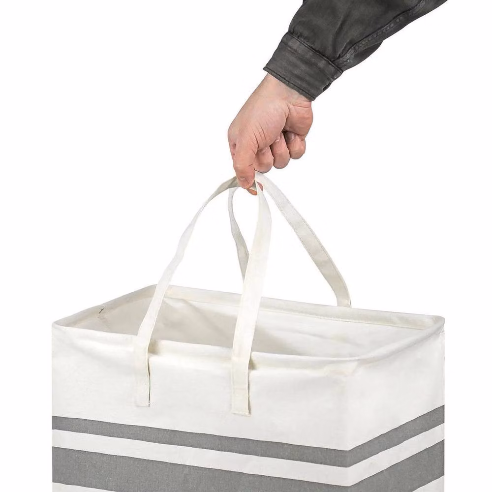 Kelvenix Collapsible Laundry Baskets in Grey, 2 x 75L with Handles – 3