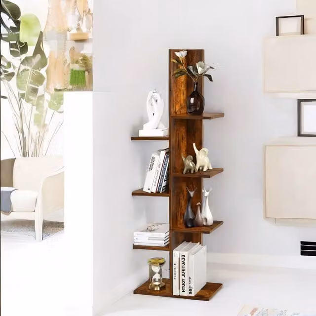 Rafaelo Mobilia Industrial 8 Tier Free-Standing Tree Display Stand in Dark Brown – 1