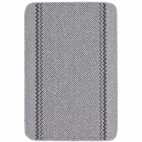 THE RUGS Machine Washable Modern Bordered Area Rug, Silver, W: 150 cm, D: 100 cm – 1