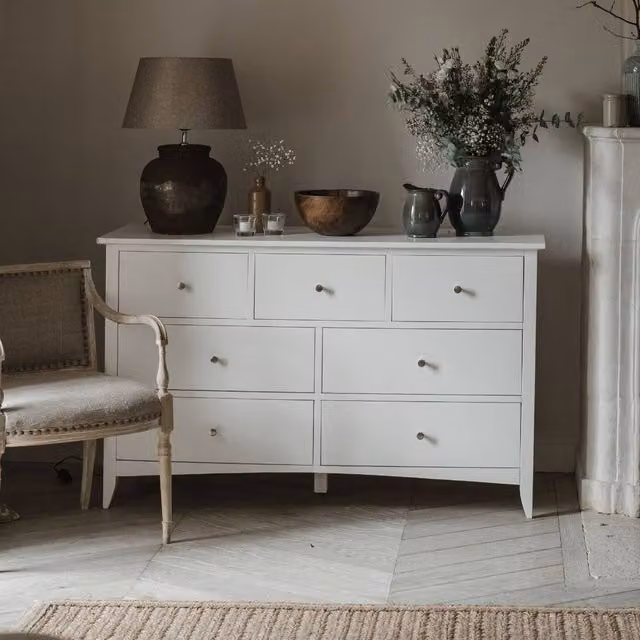 Statement Furniture Edward Hopper 7 Drawer Chest in White with Dovetail Joints and Metal Runners