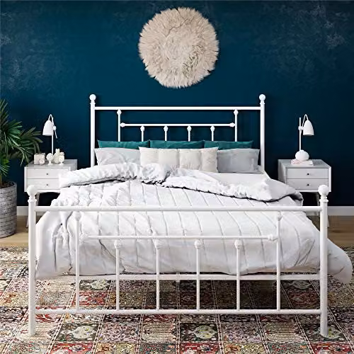 DHP Manila Modern Metal Bed in White, King Size (180 x 200 cm) – 4