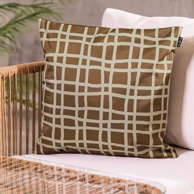 ICON Mark Making Square Cushion, Chocolate Brown, W/D/H: 43 x 43 x 43 cm