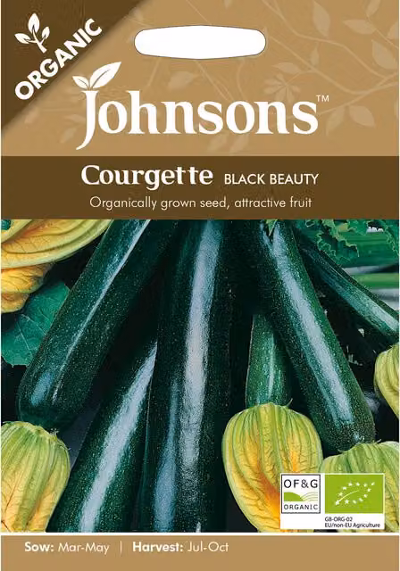 Johnsons Organic Black Beauty Courgette Vegetable Seeds