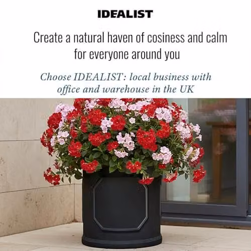 IDEALIST Faux Lead Reinforced Stone Planter, 37 cm, 39 l, Grey or Black – 6
