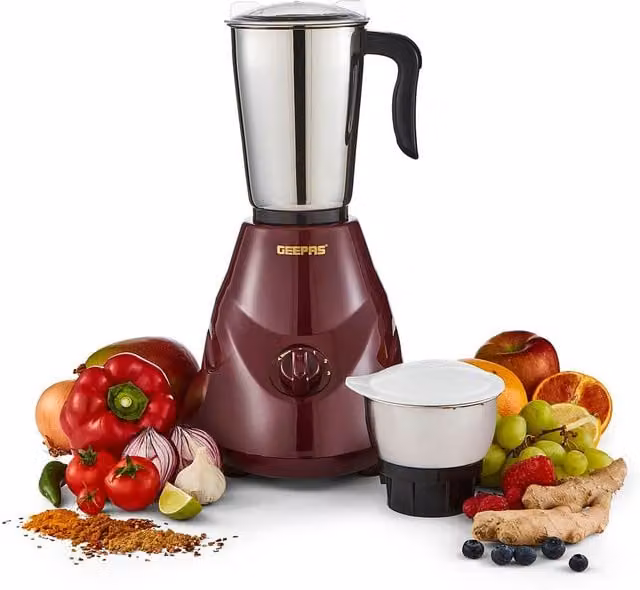 Geepas 550W Mixer Grinder Blender with 2 Stainless Steel Jars in Pink