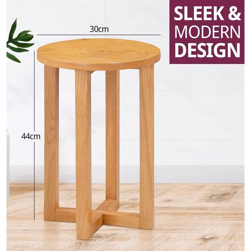 FORGEVIO Round Oak Side Table in Light Oak – 2
