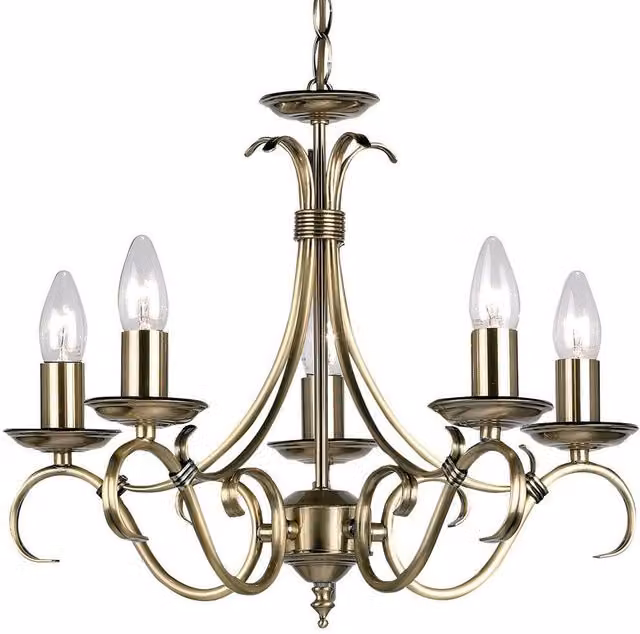 Loops Vintage 5-Shade Hanging Ceiling Pendant Light in Antique Brass – 1