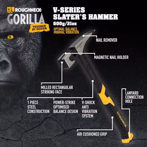 Roughneck Gorilla V-Series Slater's Hammer 600g in Black and Grey – 2