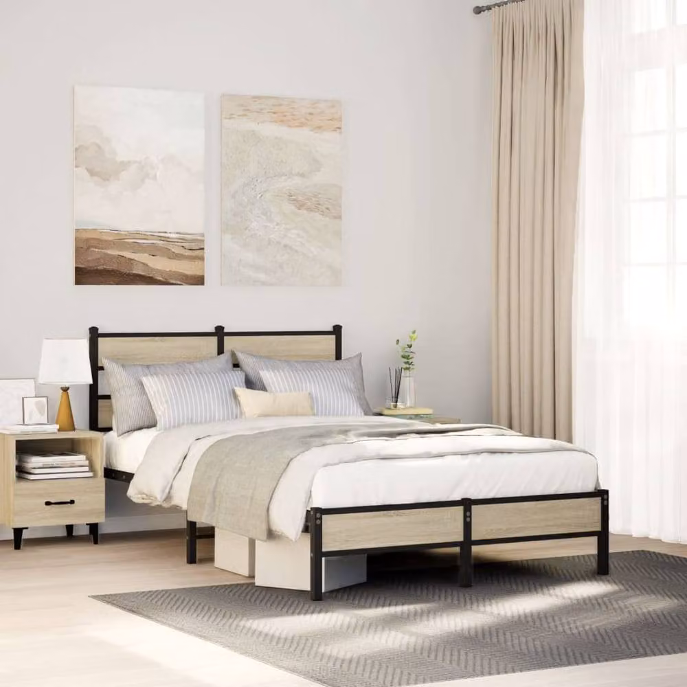 Berkfield Home Small Double Bed Frame in Sonoma Oak and Brown with Drawers, W/D/H: 120 x 200 cm – 2