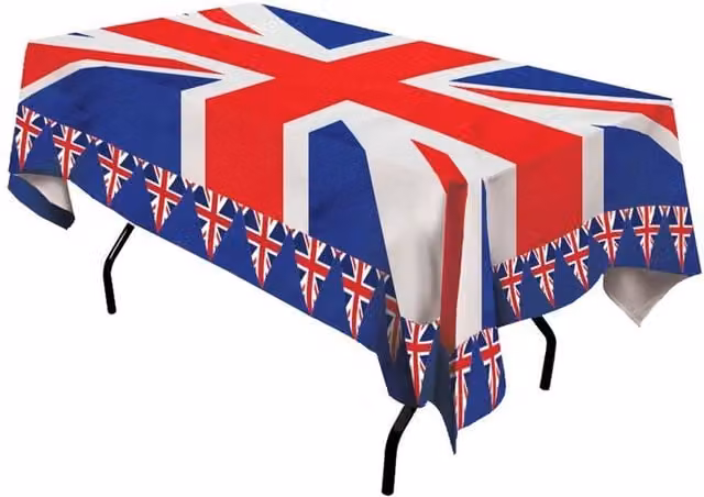 Generic Rectangular Graphic Union Jack Tablecloth in Red, White and Blue, W: 152 cm x D: 107 cm