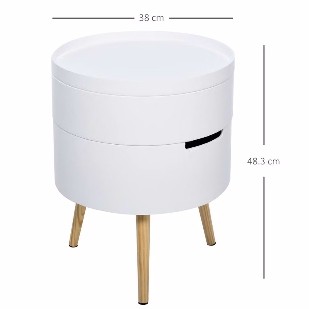 STILVORA Modern Round Lacquered Wood Side Table in White – 4