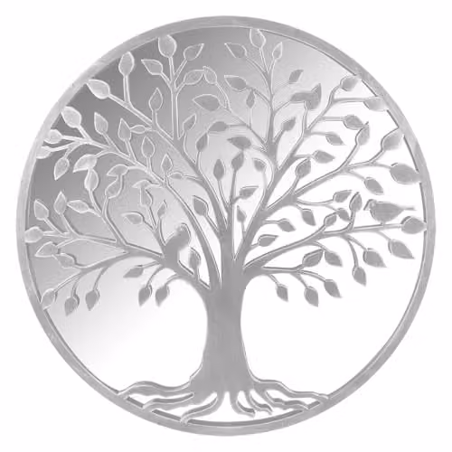 VFM e-Store Hanging Square Tree of Life Garden Mirror in White and Silver, W/H: 50 x 50 cm