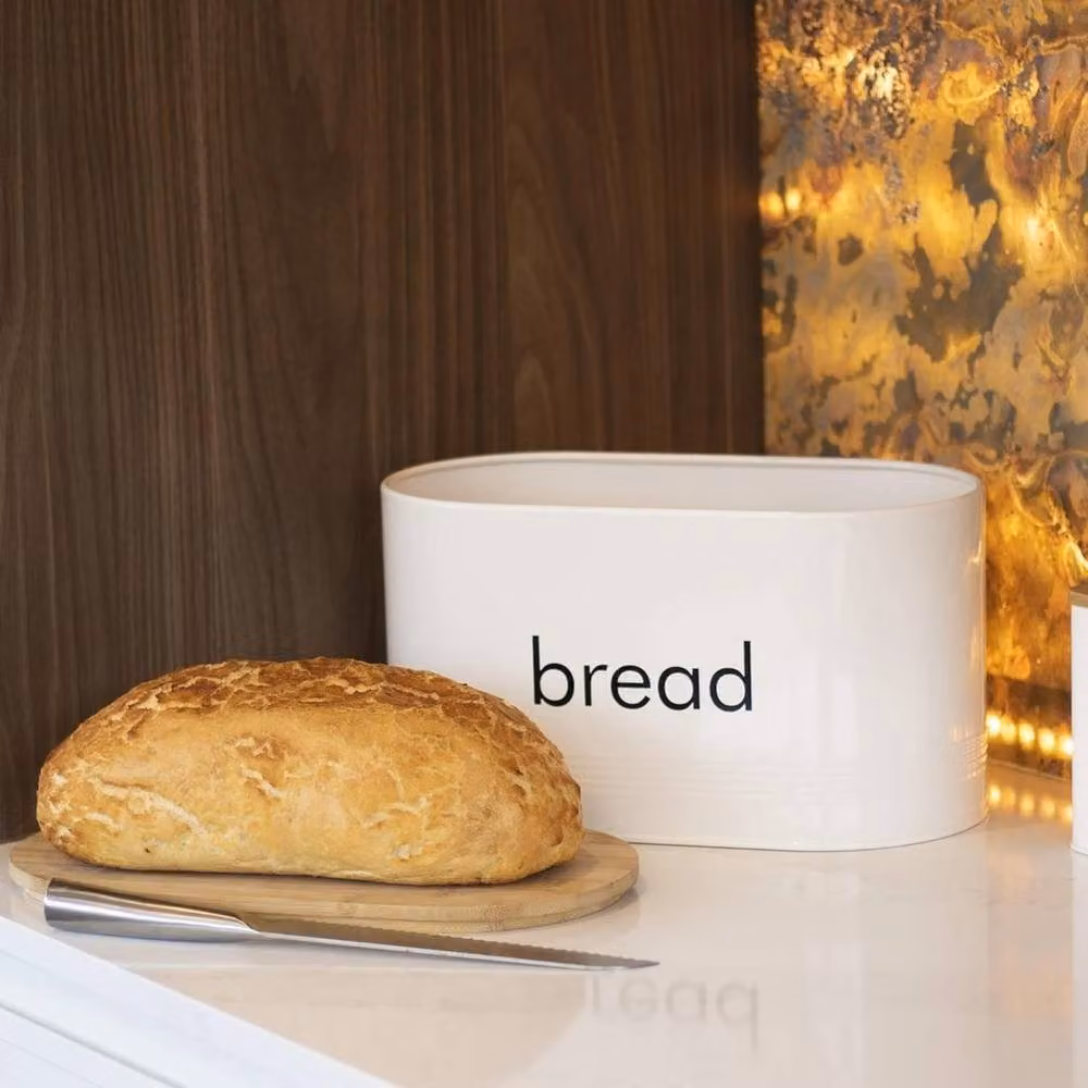 VOGREX Bread Bin with Bamboo Cutting Board Lid in Cream – 2