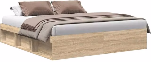 Berkfield Home Sonoma Oak Bed Frame in Beige, 200 x 200 cm – 1