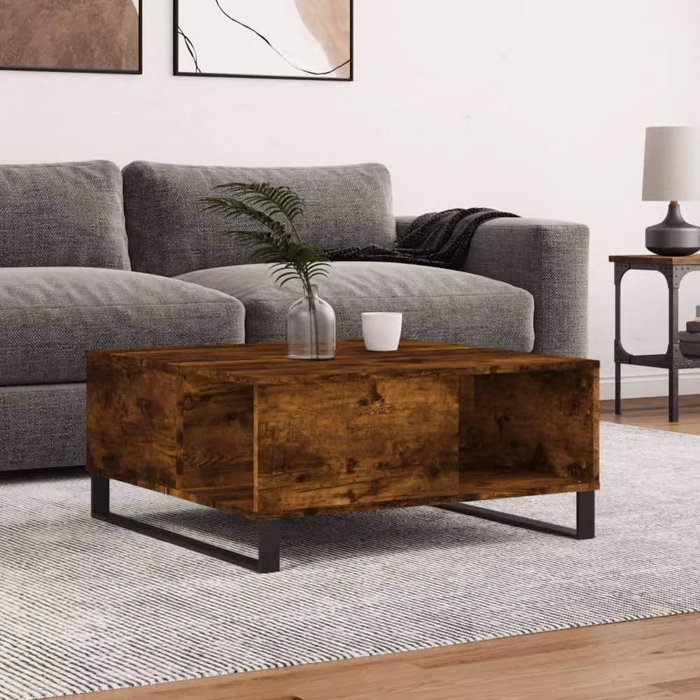 Berkfield Home Modern Square Coffee Table in Smoked Oak Brown, W/D/H: 80 x 80 x 36.5 cm – 1