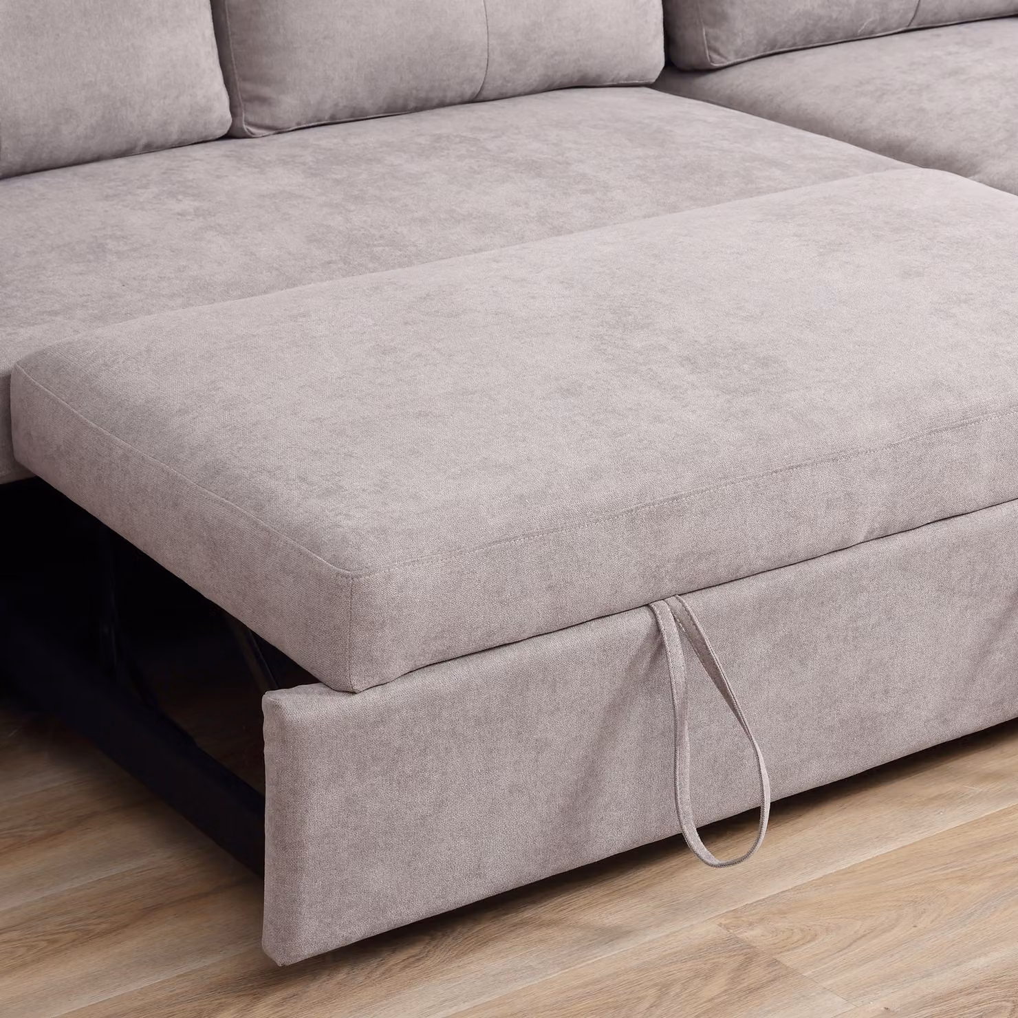 HOMCOM 3 Seater Corner Sofa Bed with Storage in Light Grey – 6