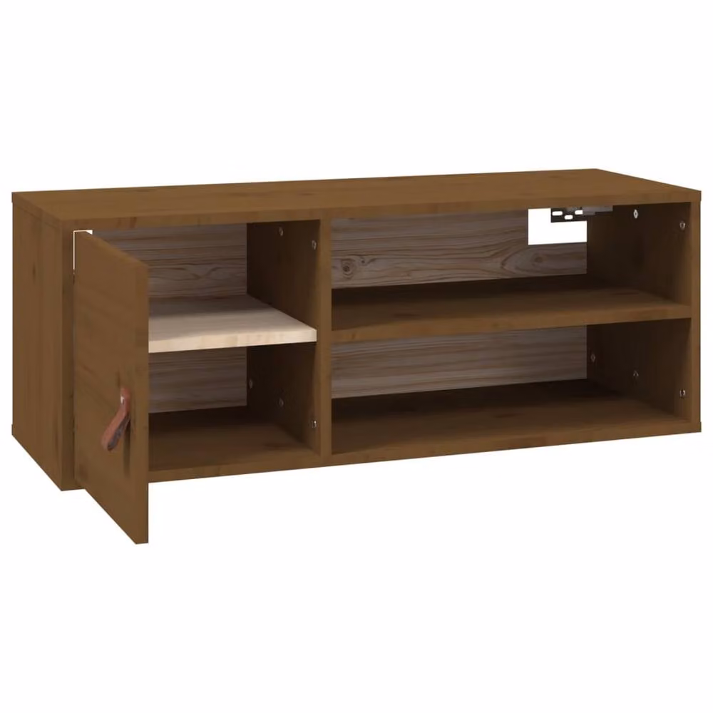 Berkfield Home Set of 2 Wall Mounted Cabinets in Honey Brown Solid Pine, W/D/H: 80 x 30 x 30 cm – 4