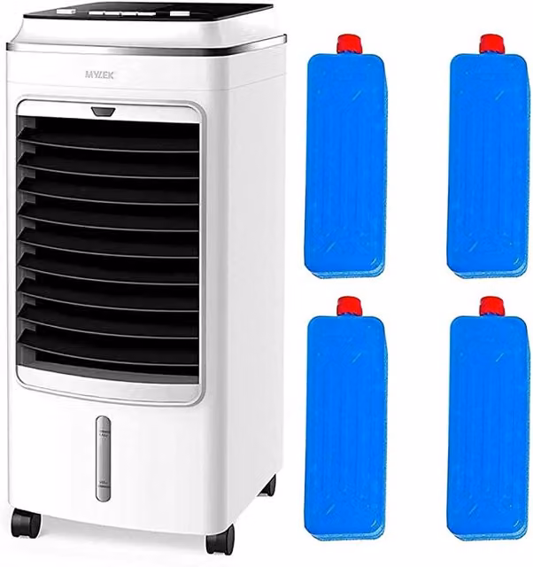 Mylek Portable Air Cooler with Ice Packs, White, 4L
