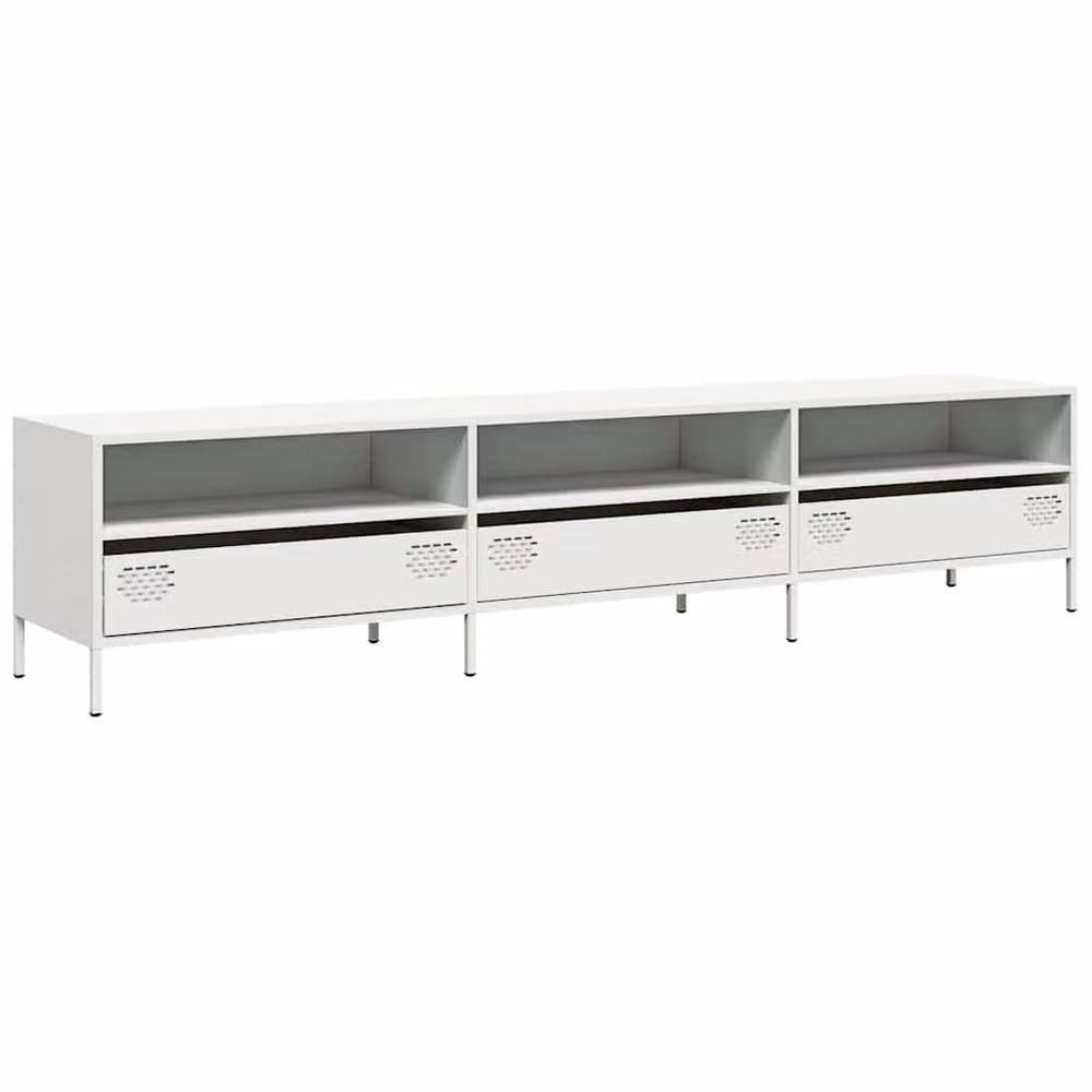 Berkfield Home White Industrial TV Cabinet in Matt Cold-rolled Steel, W: 202 cm, D: 39 cm, H: 43.5 cm – 3