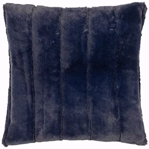 Paoletti Empress Faux Fur and Velvet Square Decorative Cushion, Blue, W/D/H: 45 x 45 x 45 cm