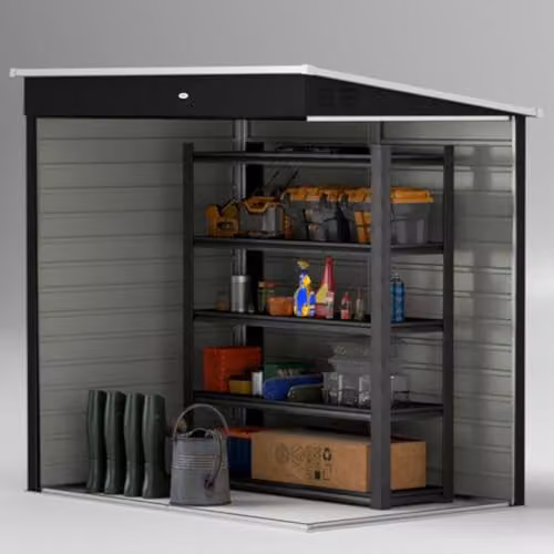 Outsunny Modern Pent Metal Garden Shed in Grey with Lockable Door – 4
